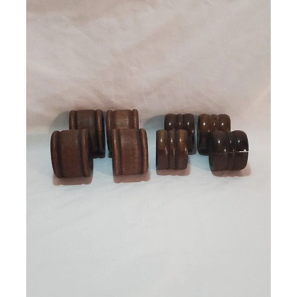 Napkin Rings 2 Sets of 4 Round Wood Boho Rustic Vintage